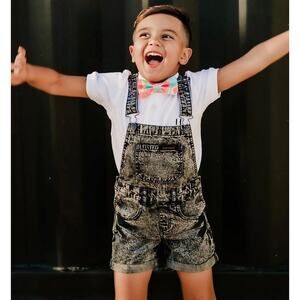 Beau Hudson Black Acid Wash Denim Overalls Size 6-12 Months